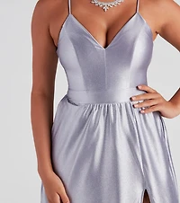 Riley Glitter Satin A-Line Formal Dress