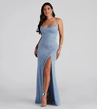 Doria Formal High Slit Glitter Dress