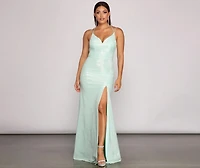 Nani Formal High Slit Lurex Dress