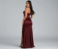 Nemi Formal High Slit Ruched Dress