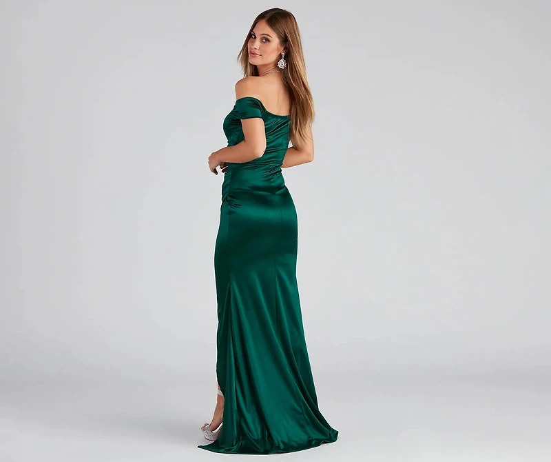Valencia Formal Off-The-Shoulder Wrap Dress