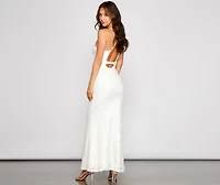Aubrie Formal Sequin Scroll Dress