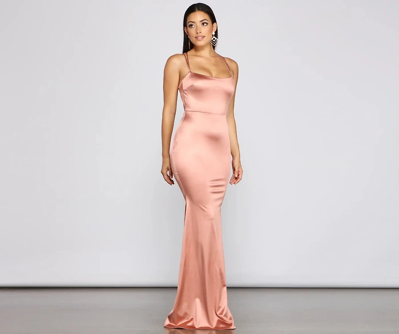 Candace Satin Ruched Mermaid Dress
