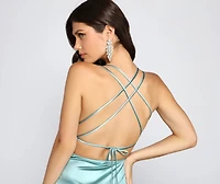 Rosalba Formal High Slit Satin Dress