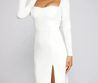 Kayla Long Sleeve Lace-Up Back Formal Dress