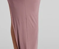 Heather Ruched High-Slit Formal Dress