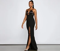 Amelie Formal High Slit Crepe Dress