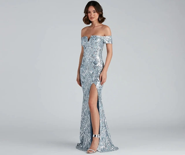 carter sequin scroll a-line formal dress Windsor at Hamilton Place in Chattanooga, TN length-43