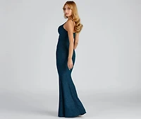 Stacy Glitter Knit Mermaid Formal Dress