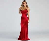 Shakira Cowl Neck Lace Mermaid Formal Dress