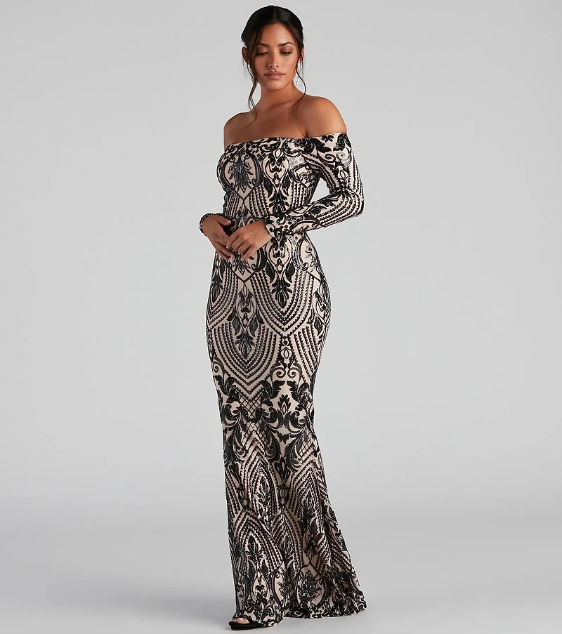 Paityn Formal Off-The-Shoulder Sequin Dress