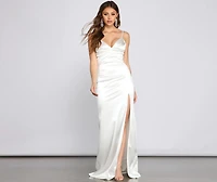 Kiara Satin High-Slit Mermaid Dress