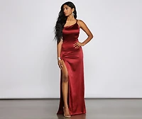 Rhiannon One-Shoulder Satin Long Dress