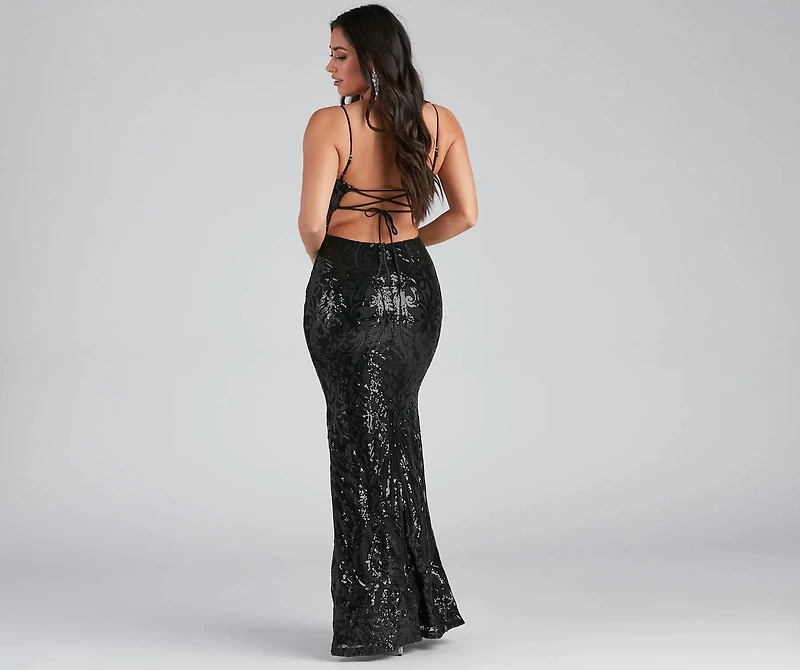 Serena Sequin Mesh Mermaid Dress
