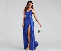 Riley Glitter Satin A-Line Formal Dress