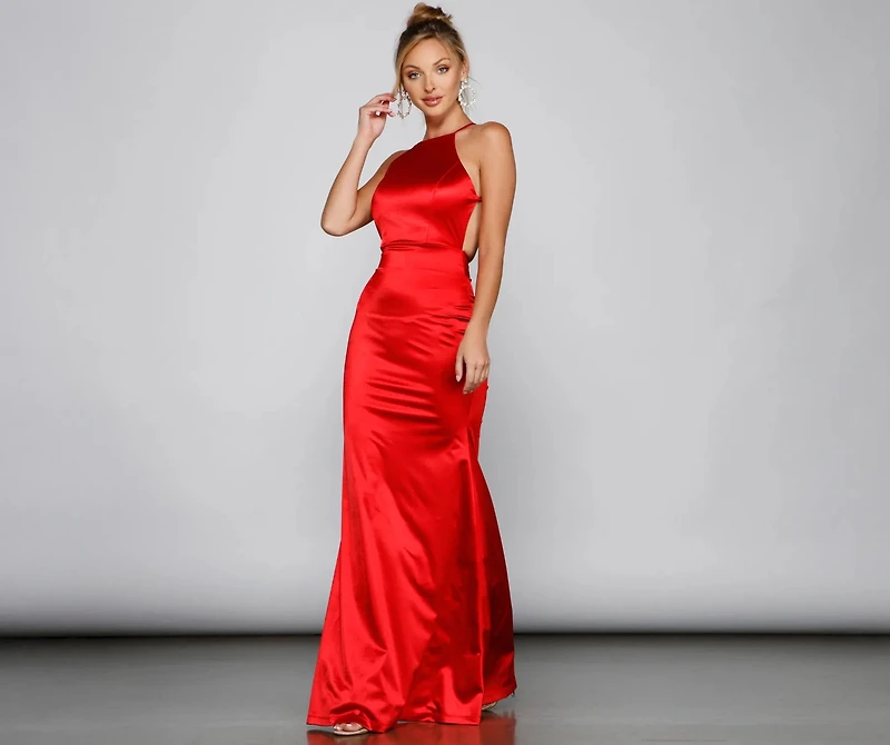 Maya Halter Open-Back Formal Dress