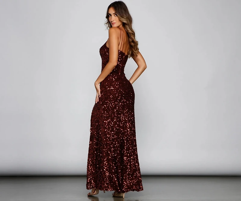 Lyla Formal One-Shoulder Sequin Dress