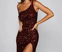 Lyla Formal One-Shoulder Sequin Dress