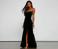 Liv Formal High Slit Velvet Dress
