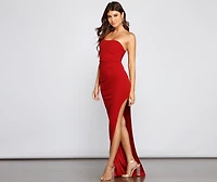 Kinsley One-Shoulder High-Slit Dress