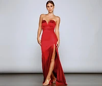 Aurie Formal High Slit Satin Mermaid Dress