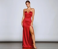 Aurie Formal High Slit Satin Mermaid Dress