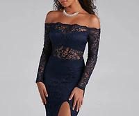 Tori Off-The-Shoulder Lace Formal Dress