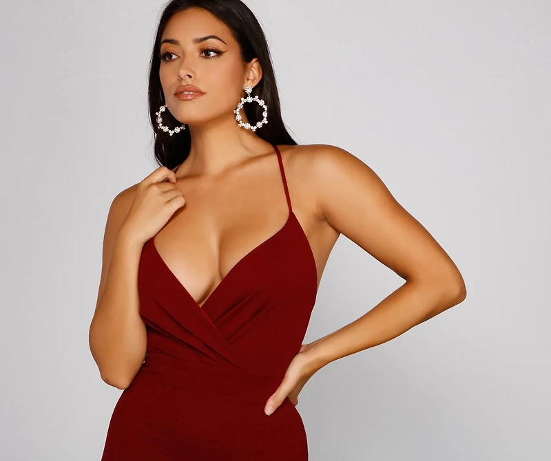 Giselle Formal High Slit Crepe Dress