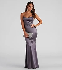 Ciara Sleeveless Satin Formal Dress