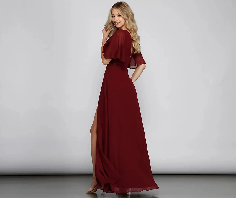 Greta Formal High Slit Chiffon Dress