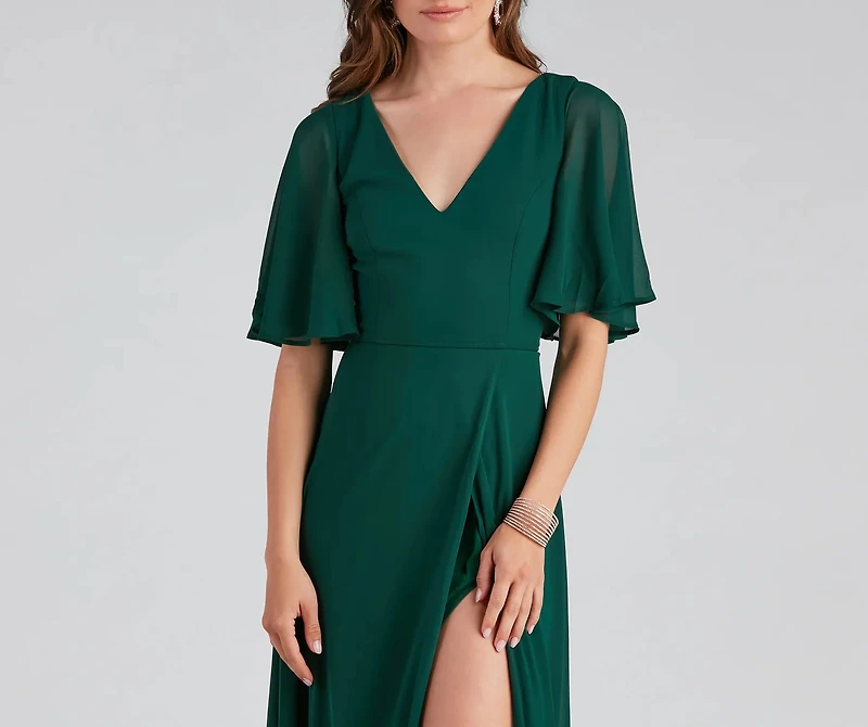 Greta Formal High Slit Chiffon Dress