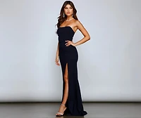 Kaia Strapless High Slit Formal Dress
