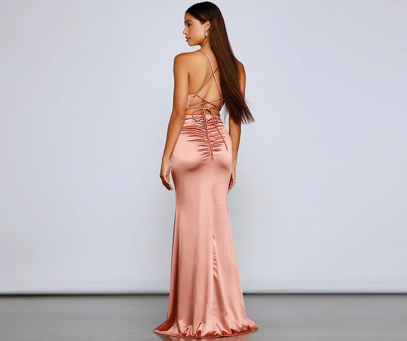 Bristol Formal Satin Lace-Up Dress