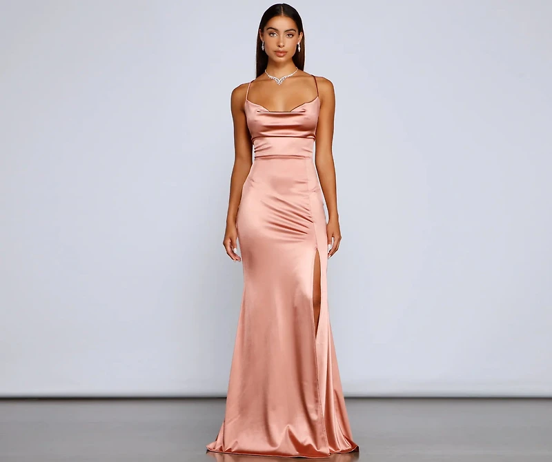 Bristol Formal Satin Lace-Up Dress