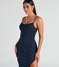 Lola Formal High Slit Glitzy Glitter Dress