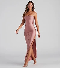 Ella Cowl Neck Satin Dress