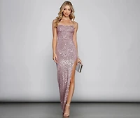 Fatima Sequin Cowl Neck Bodycon Formal Dress