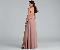 Shaylee Chiffon A-Line Slit Formal Dress