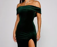 Olivia Formal Velvet Off-The-Shoulder Dress