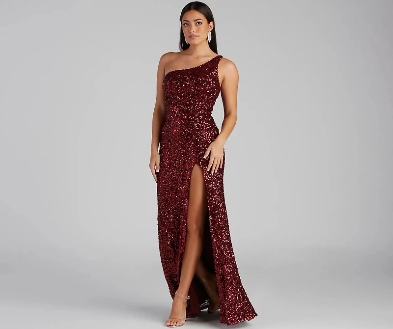 Lyla Formal One-Shoulder Sequin Dress