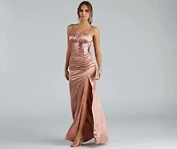 Brooklyn Satin Ruched Formal Dress