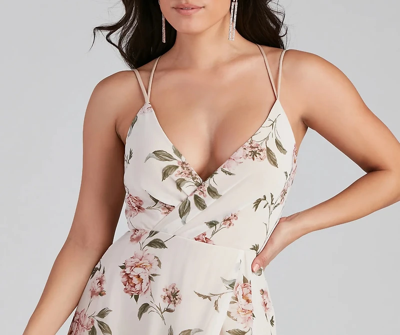 Geneviève Floral Chiffon Wrap Dress