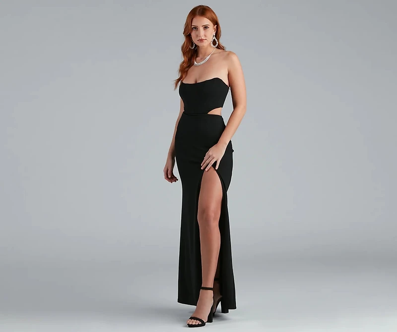 Hallie Formal High Slit Corset Dress