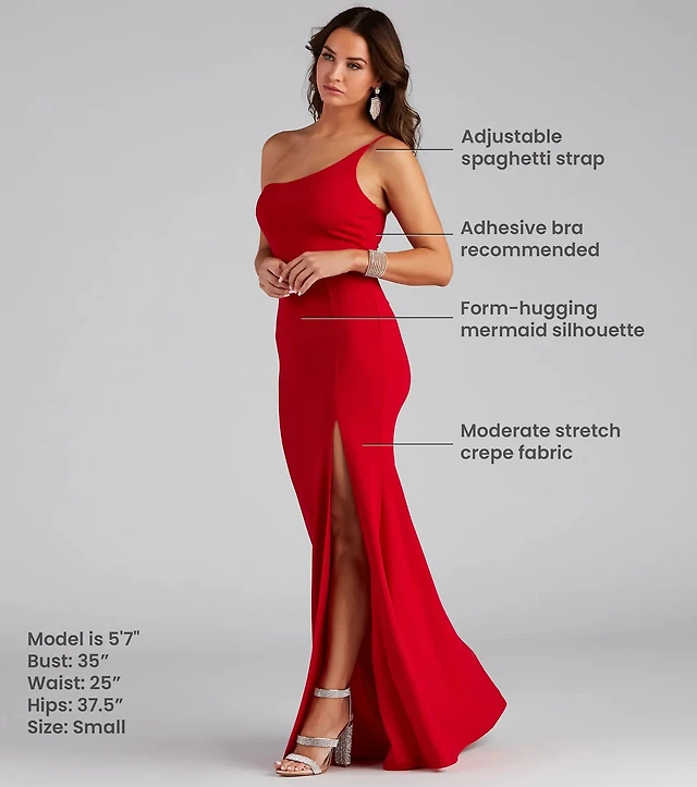 fiona formal one shoulder high slit dress Windsor Fiona Formal One-Shoulder High Slit Dress
