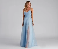 Stassie Sparkly Tulle A-Line Long Dress