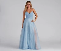 Stassie Sparkly Tulle A-Line Long Dress