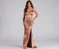 Abigail Ruched Satin Mermaid Dress