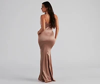 Nala Cowl Neck Satin Dress