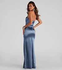 Gianna Strapless High-Slit Satin Dress