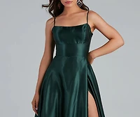 Lorella Satin Empire Lace Back Formal Dress